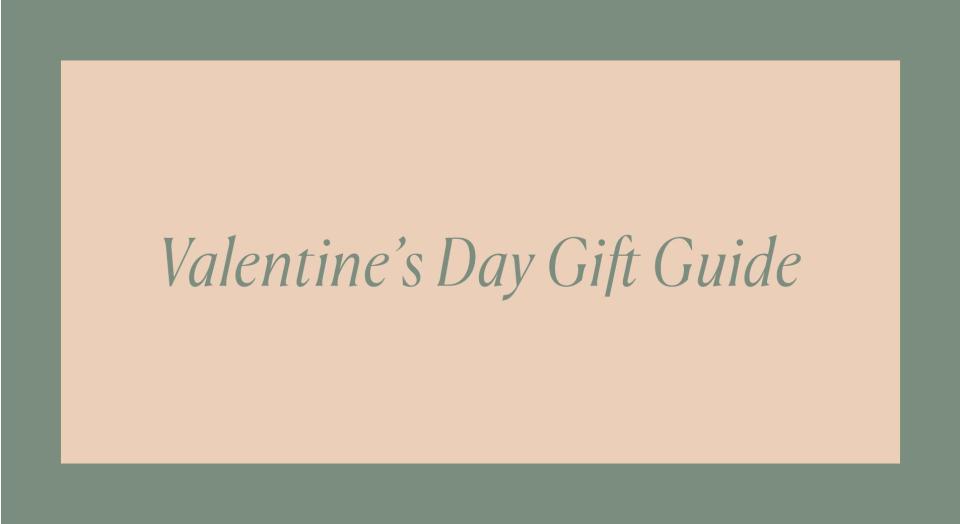 banner in rose pink and green. text inside says valentine's day gift guide.
