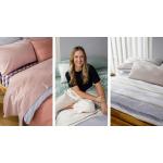 Three images showcasing flannelette sheeting in different colours and prints