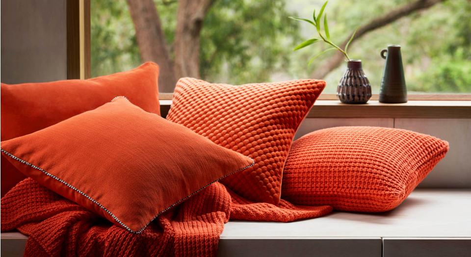 red orange cushions