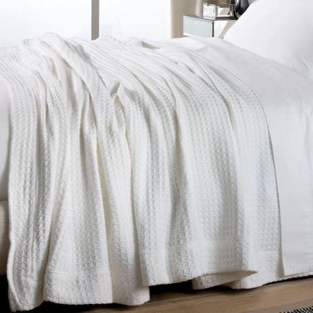 Sheridan Cotton Waffle Blanket Snow