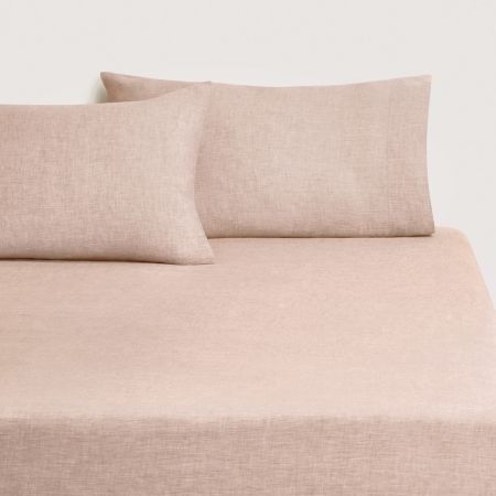 Abbotson European Flax Linen Fitted Sheet in clay marle