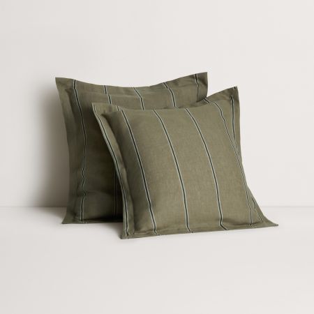 Abbotson Linen Stripe European Pillowcase in Thyme