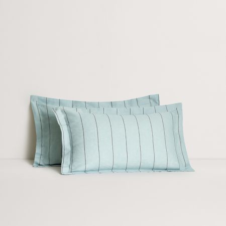 Abbotson Linen Stripe Tailored Pillowcase Pair in ice