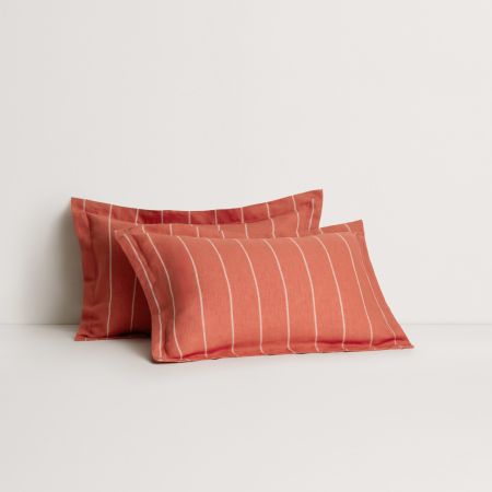 Abbotson Linen Stripe Tailored Pillowcase Pair in Relish