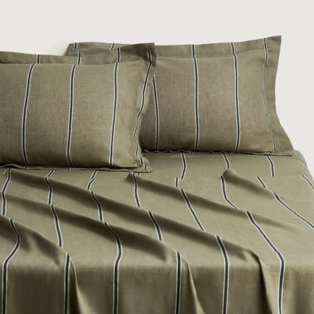 Abbotson Stripe King Flat Sheet in Thyme