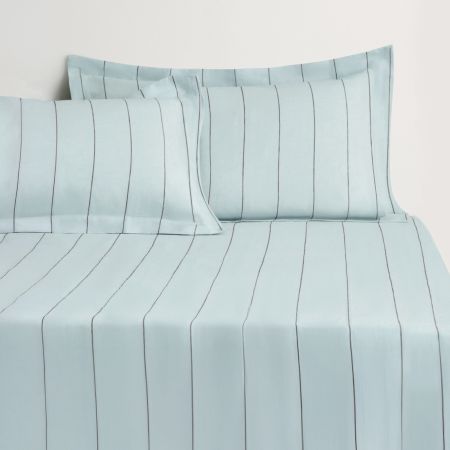 Abbotson European Flax Linen Stripe Fitted in ice