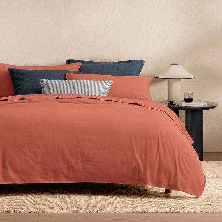Bayley Washed Percale Quilt Cover Set in Relish