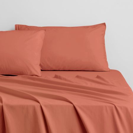 Bayley Washed Percale Fitted Sheet in Relish