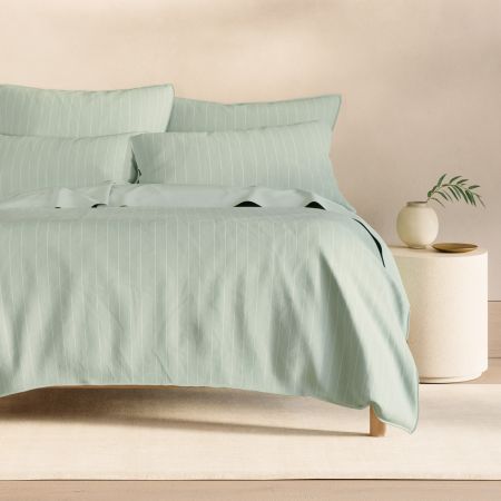 Bayley Stripe Washed Percale Quilt Cover Set