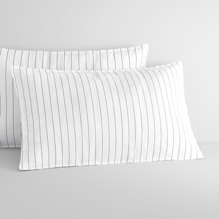 Bayley Stripe Washed Percale Pillowcase Pair in white
