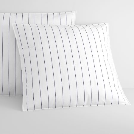 Bayley Stripe Washed Percale European Pillowcase Pair in white