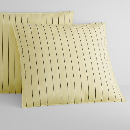 Bayley Stripe Washed Percale European Pillowcase Pair in lemon