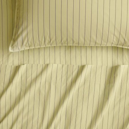 Bayley Stripe Washed Percale Sheet Set in lemon
