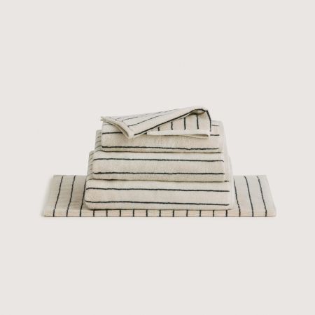 Aven Stripe Towel Collection in Limestone
