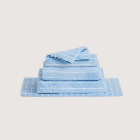Aven Stripe Towel Collection in Skylight