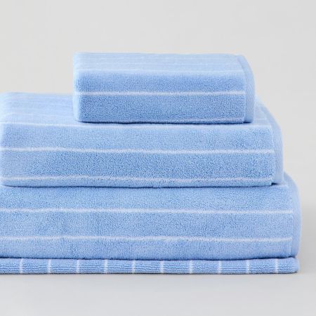 Aven Stripe Australian Cotton Towel Collection in skylight