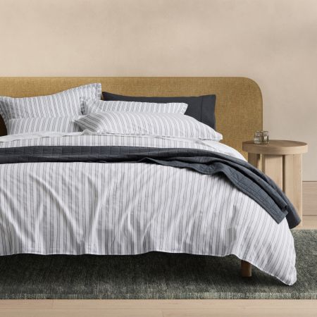Reilly Double Stripe Quilt Cover Set in monochrome