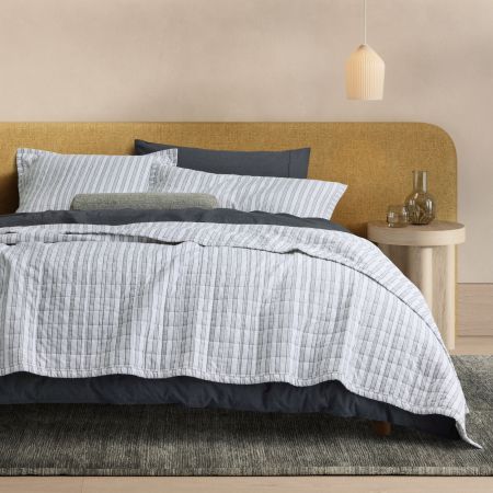 Reilly Double Stripe Bed Cover in monochrome
