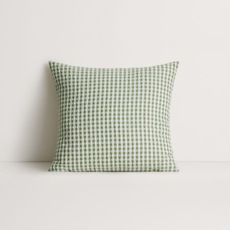 Romi Check Square Cushion in Vine