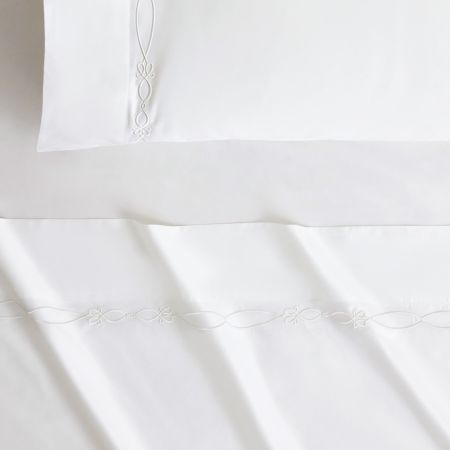 1200Tc Palais Trellis Flat Sheet in Snow