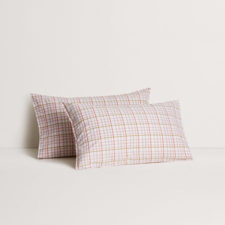 Bayley Check Washed Percale Pillowcase Pair