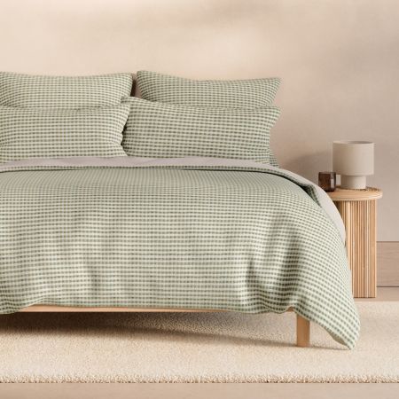 Romi Check Quilt Cover Set in Vine