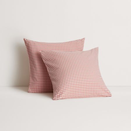 Romi Check European Pillowcase in Lychee