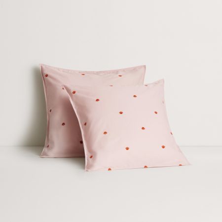 Bayley Shell Washed Percale European Pillowcase Pair in Lychee
