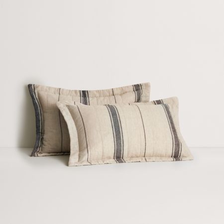 Abbotson Linen Wide Ticking Stripe European Sham in Flax