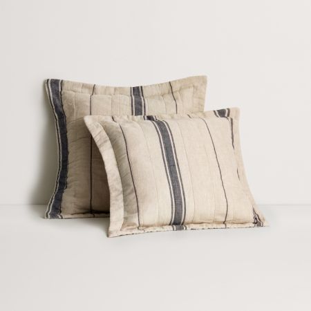 Abbotson Linen Wide Ticking Stripe European Sham in Flax