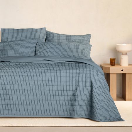 Bayley Stripe Washed Percale Bedcover