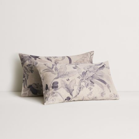 Abbotson Linen Flora Pillowcase Pair in Flax