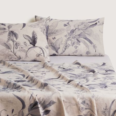 Abbotson Linen Flora Flat Sheet in Flax