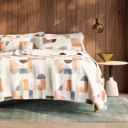 Bayley Tiled Washed Percale Quilt Cover Set in multi