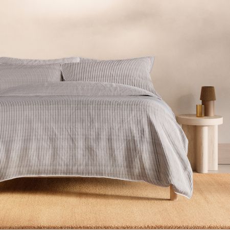 Reilly Stripe Duo Quilt Cover Set in chocolate