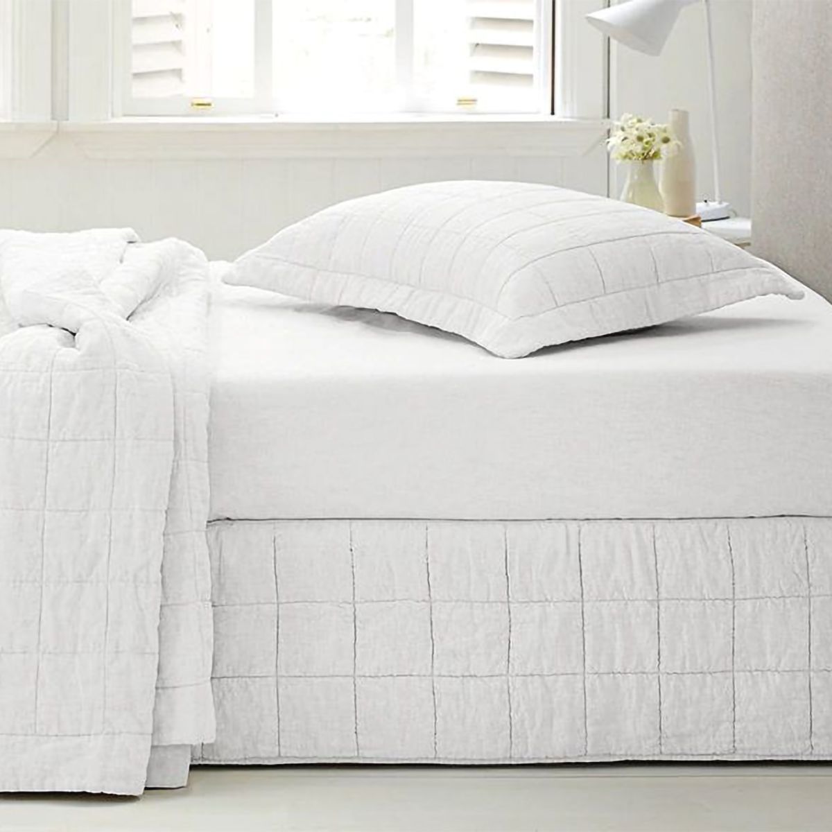 Abbotson Linen Quilted Bed Skirt White Sheridan Australia