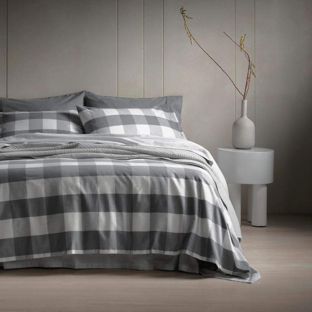 CONNOLLY CHARCOAL GREY,BRUSHED COTTON/FLANNELETTE QUILT COVER SET,BEDDING SET 