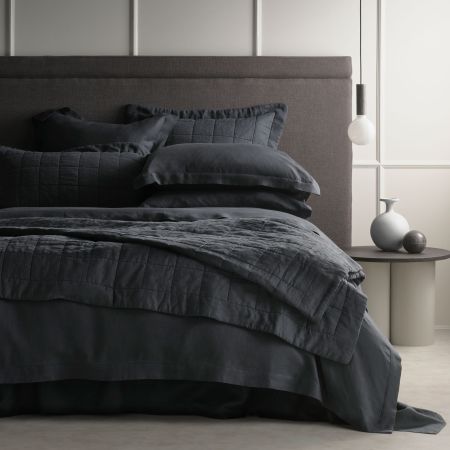 Sheridan Abbotson Linen Bed Cover Carbon