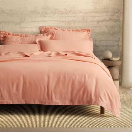 Abbotson Linen Quilt Cover in coral pink