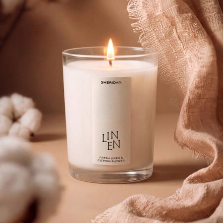 Linen Candle - Fresh Linen & Cotton Flower