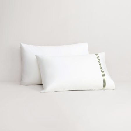 1200TC Palais Pillowcase Pair in snow/moss