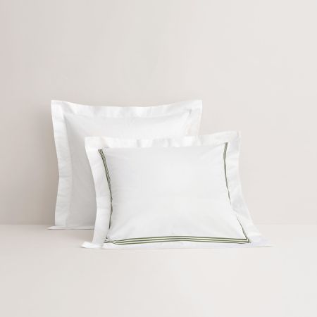 1200TC Palais European Pillowcase in snow/moss