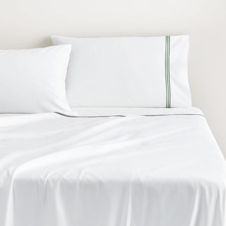 1200TC Palais Flat Sheet in snow/moss