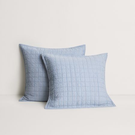Reilly Stripe Duo European Sham in chambray