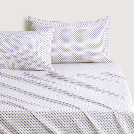 Bayley Micro Geo Sheet Set in cornflower