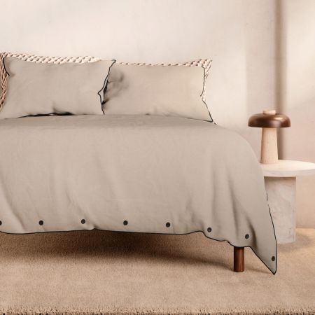 Bayley Washed Cotton Piped Quilt Cover Set