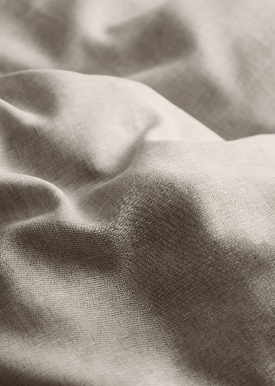 Close-up of Abbotson Linen sheets in the colour flax