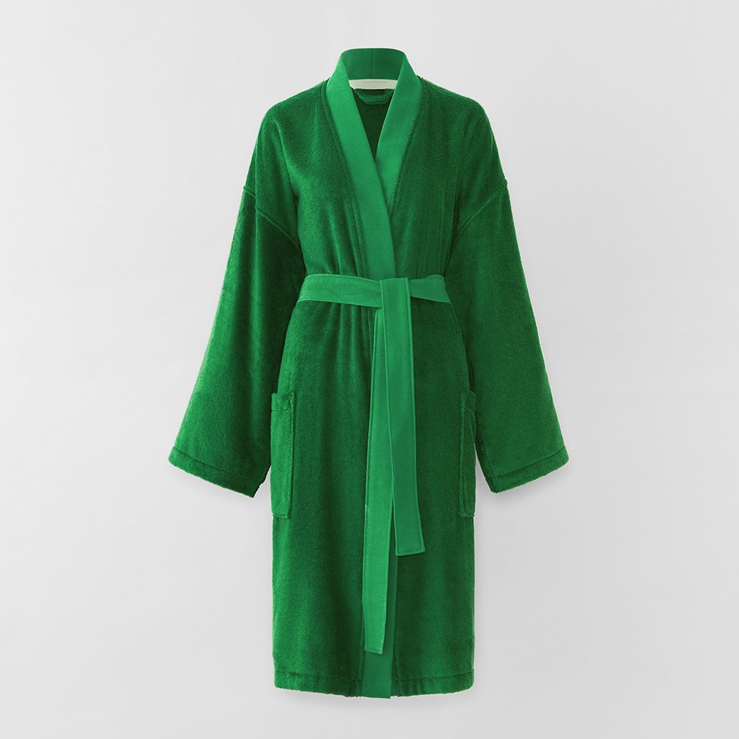 image of a bright green sheridan towelling robe